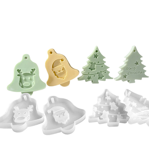 Christmas Tree Chocolate Cake Jelly Tray Mold Santa Claus Soap DIY Silicone Mold