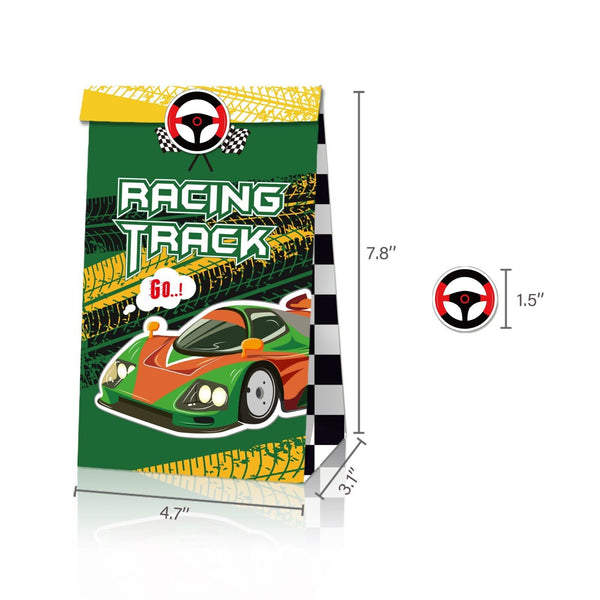 12PCS Racing Car Paper Lolly Gift Bag & 18pcs Stickers Party Supplies