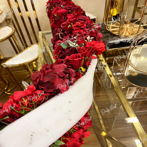 1.8M Red Flower Arrangement Runner Floral Engagement Wedding table Background De