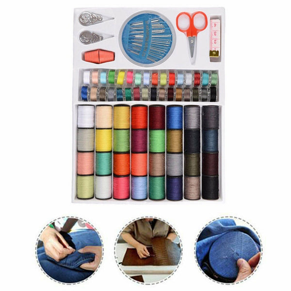 64Rolls Sewing Machine Line thread Spool Set Bobbin Cotton Reel Needle Tape Kit