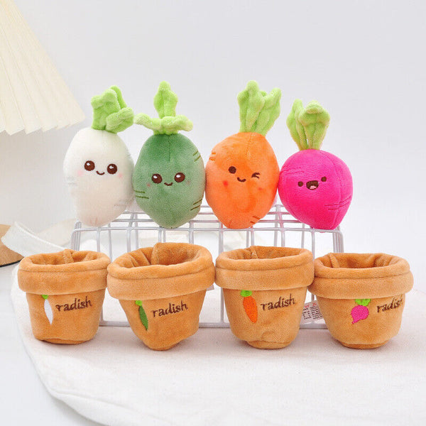 Lifelike Plants Potted Radish Stuffed Plush Toys Cartoon Plants Kid Keychain AU