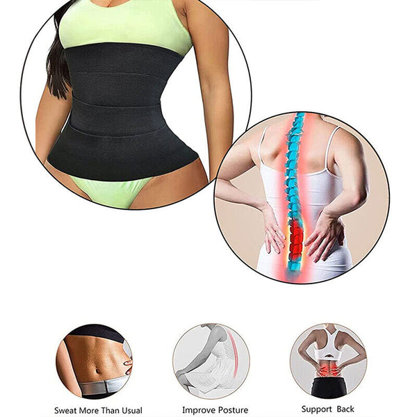 Slimming Bandage Wrap Lumbar Waist Support Sauna Belt Trimmer Body Shape AU