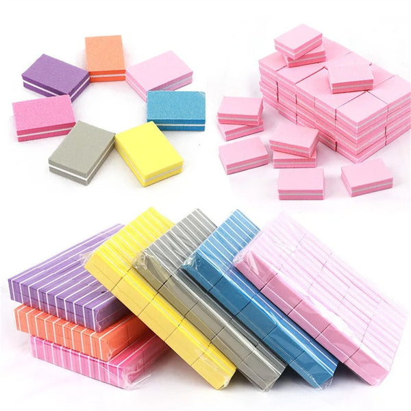 UP 100PCS File Beauty Polishing Block Polish Nail Sanding Buffer Mini Nail File
