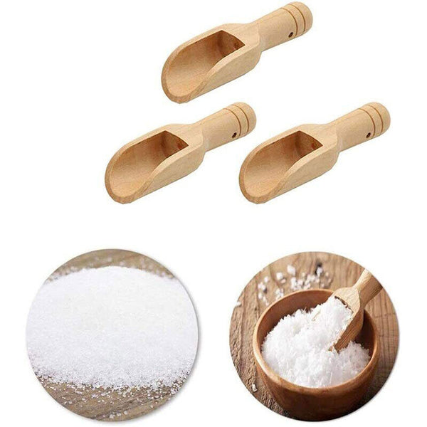 1/2/4/10 PCS Wooden Small Little Mini Scoop Salt Sugar Coffee Spoon Kitchen Tool