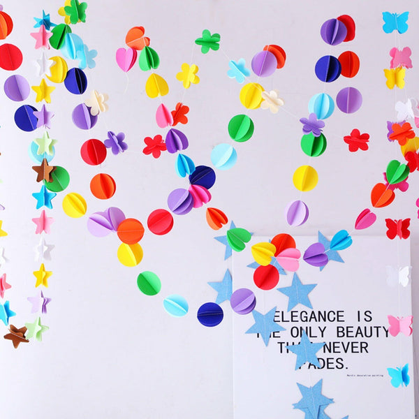 5PCS Heart Round Shape Paper Bunting Garland Wedding Party Banners Decoration 2M