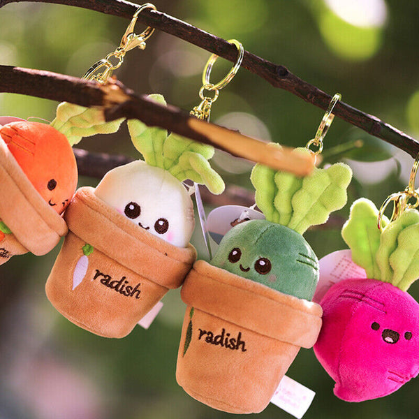 Lifelike Plants Potted Radish Stuffed Plush Toys Cartoon Plants Kid Keychain AU