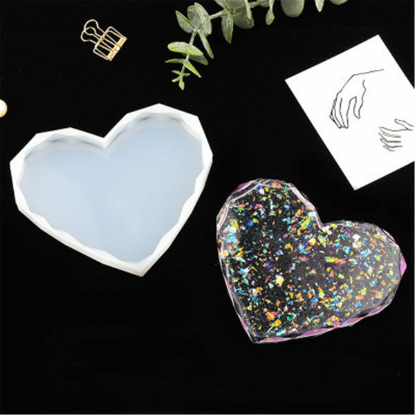 2x Coaster Resin Casting Heart Mold Silicone Agate Making DIY Mould Tool Craft