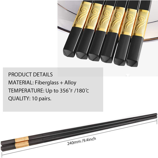 20PCS Premium Quality Reusable Chopsticks Dishwasher Safe Fiberglass Chopstick