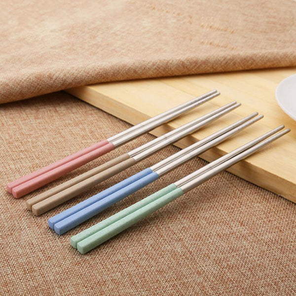 5 Pairs Stainless Steel Chopsticks Set Authentic Korean Metal Table Cutlery AUS