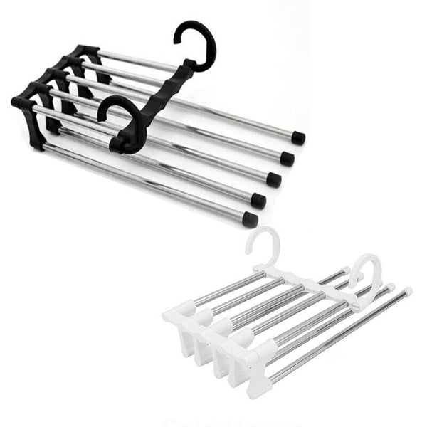 5 in1 Multi-functional Pants rack Stainless-Steel Wardrobe Magic Clothes Hanger