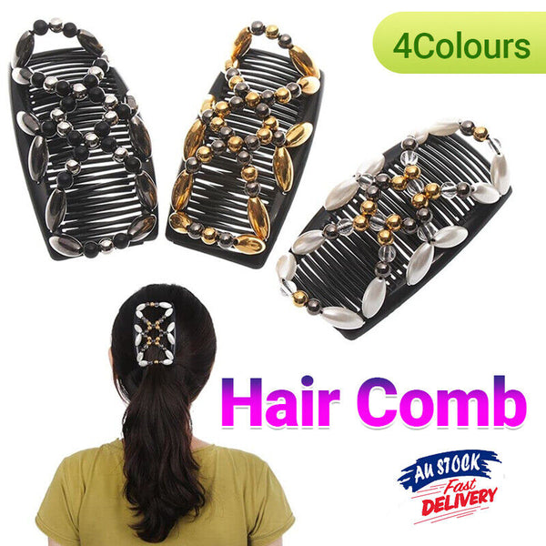 Beaded Stretchy Easy Magic Hair Comb Elastic Double Hair Clip Hair Accessories
