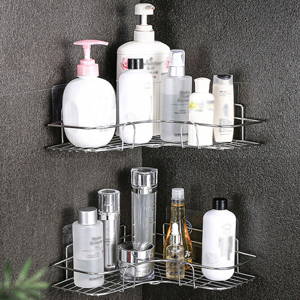 Bathroom Stainless Steel Shower Caddy Corner Storage Shelf Holder Rack Organiser