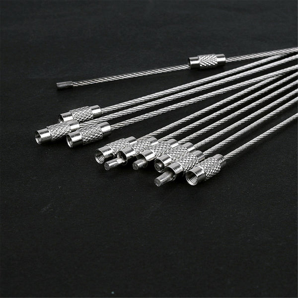 50X Wire Keychain Cable Key Ring Chain Stainless Steel Rope Outdoor Hiking Lock