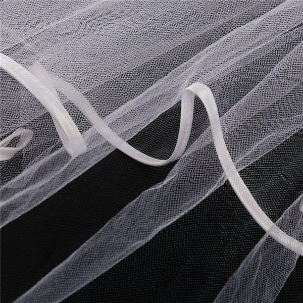 Women Bridal Wedding 2-Tier Veil With Satin Edge Comb Hen's Night White Ivory