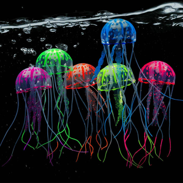 3X Fish Tank Fluorescent Glowing Beauty Artificial Simulated Jellyfish Ornament