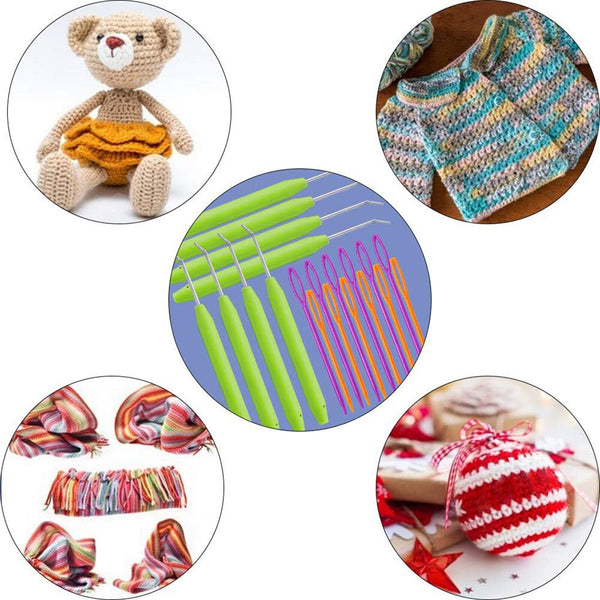 20 Pcs Loom Knit Hook Set Crochet Needle Hook Kit Green Knitting Tools Loom Hook