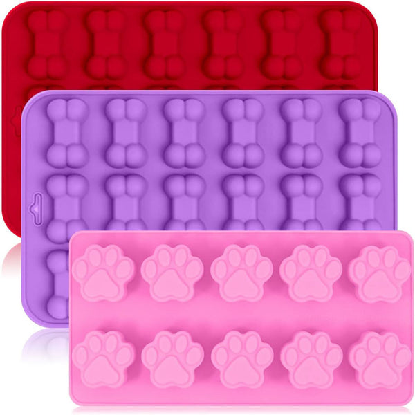 3PCS Silicone Puppy Dog Bone Baking Molds Ice Chocolate Biscuit Cookie Cake Mold