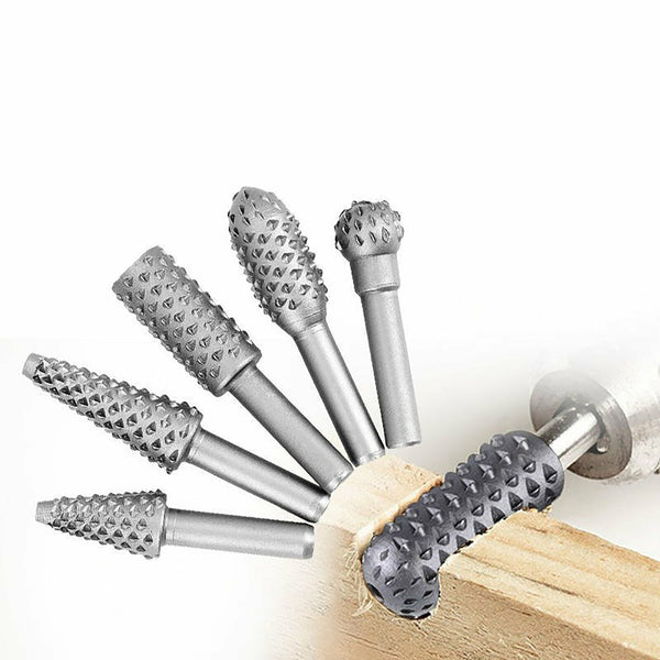 5PCs Wood Working Cutter Drill Bits Rotary Bits Rasp For Wood Grinding Carving