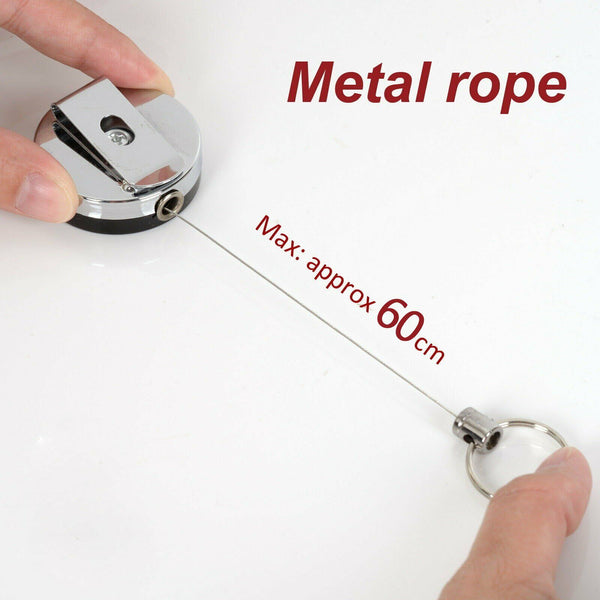 10Pcs Heavy Duty Metal Chain Retractable Pull Key Ring Belt Clip ID Cards Holder