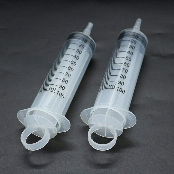 2X 100ml Reusable Plastic Syringe Big Large Hydroponics Nutrient Measuring Slip