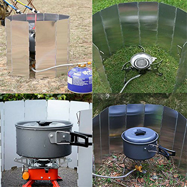 Aluminum Alloy Camping BBQ Cooker Stove Wind Shield Screen Foldable AU 30Plates