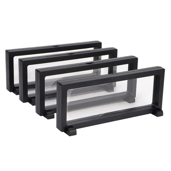 10 Pack 3D Floating Frame Holder Stand Box Clear Jewelry Ring Coin Display Case