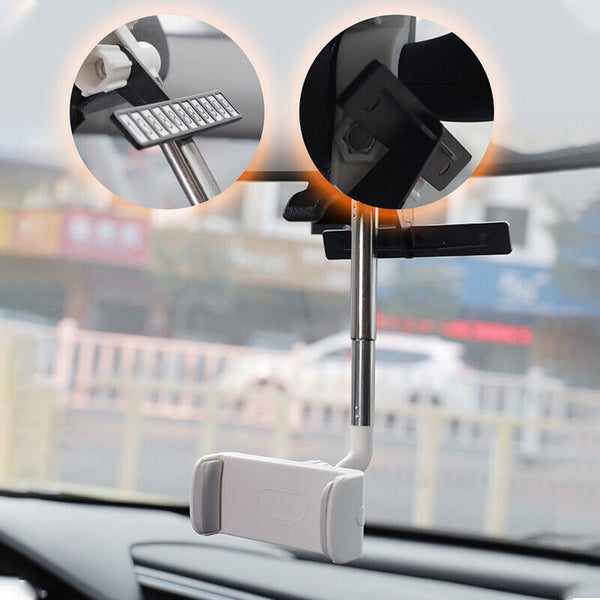 360° Rotatable Retractable Car Phone Holder Rearview Mirror Multifunctional AU