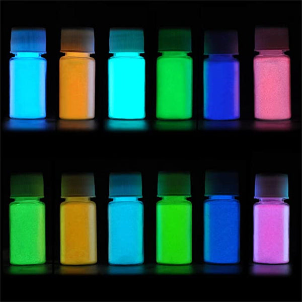 12Pcs Glow In the Dark Powder Colorant Dye Luminous Resin Paint Pigment Kit AUS