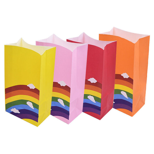 80PCS Kraft Paper Party Bag Seal Birthday Favor Kids Rainbow Candy paper bags