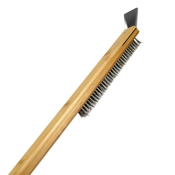 Pizza Oven Brush Steel Wire Pizza Stone Cleaning Brush With Scraper Oven Clean