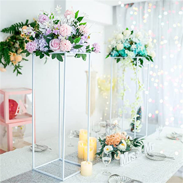 4PCSFlower Racks White Iron Plinth Wedding Decorations Geometric Box Party Stand