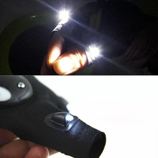 2x Rescue Night LED Light Fishing Finger Glove Outdoor Gear Beam Flashing Gloves