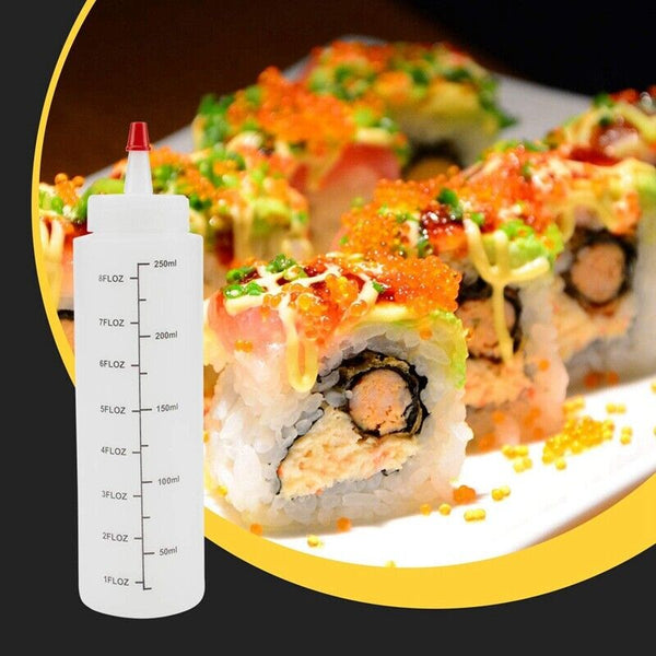 6pcs 250/450ML Sauce Bottle Measuring Squeeze Crafts Bottle Condiment Dispenser