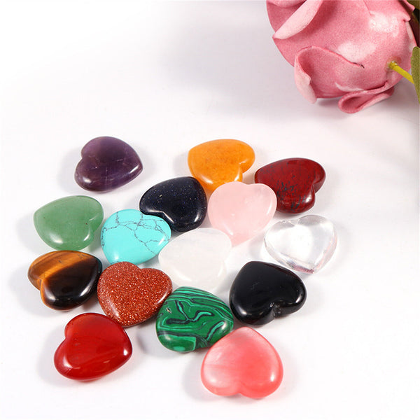 10x Natural Quartz Heart Shaped Crystal Carved Love Stone Healing Gemstone 20mm