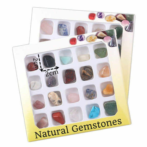 20x Crystal Gemstone Polished Healing Chakra Stone Collection Display Set AU