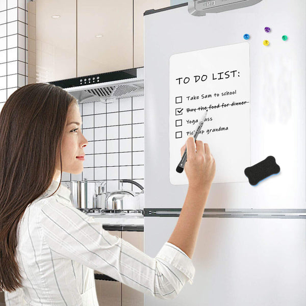 A4 A5 Fridge Magnetic Whiteboard + Board Pen Marker Eraser Memo Reminder Magnet - Lets Party