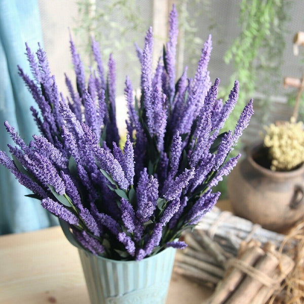 10X 12Heads Lavender Artificial Flower Bouquet Home Wedding Garden Floral Decor