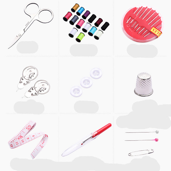 Portable Sewing Kit Home Travel Sewing Thread Needles Pins Measure Set With Case