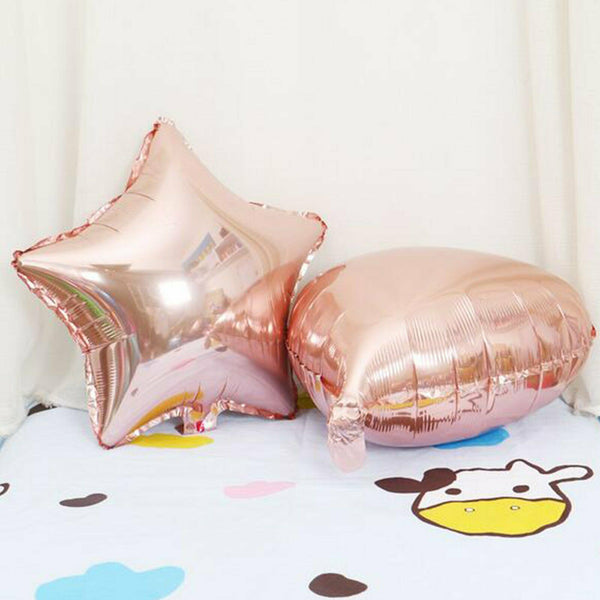 45cm Rose Gold Foil Balloons Heart Star Wedding Birthday Party Helium Balloon  - Lets Party