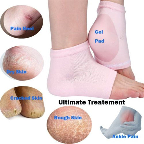 Silicone Gel Heel Socks Cracked Foot Skin Care Protector Sleeve Relief