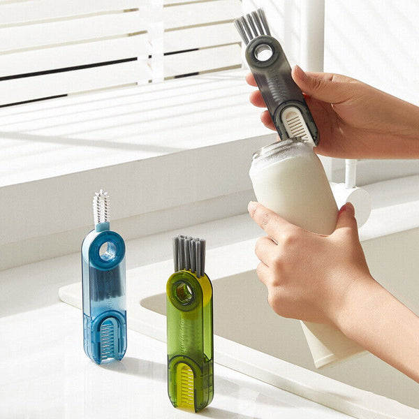 3 in1 Tiny Bottle Cup Lid Detail Multi-Functional Crevice Cleaning Brush