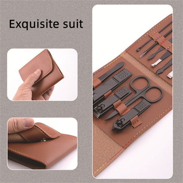 12pcs Set Manicure Pedicure Tools Nail Kit with Leather Case Gift for Men Women - Lets Party