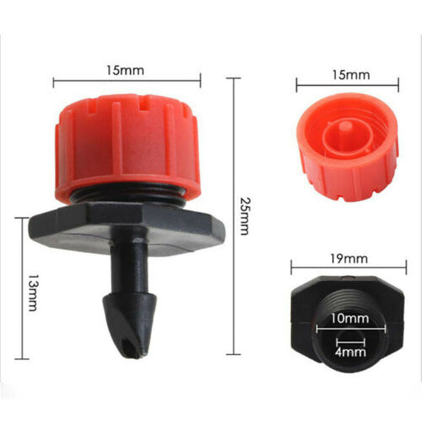 100x Adjustable Irrigation Micro Flow Dripper Drip Head Garden Hose Sprinklers