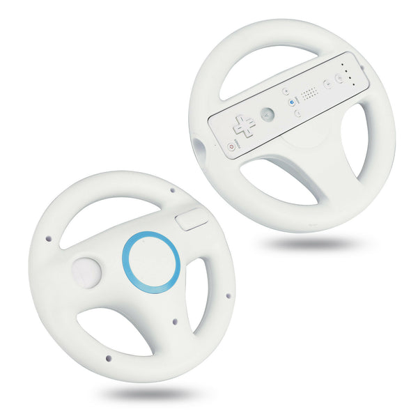 2x White Wii Racing Steering Wheel for Nintendo Wii U Wii Remote Controller - Lets Party