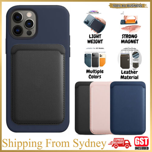 Rack For Magsafe iPhone14 13Pro Max Magnetic Card Holder Pocket Leather WalletAU