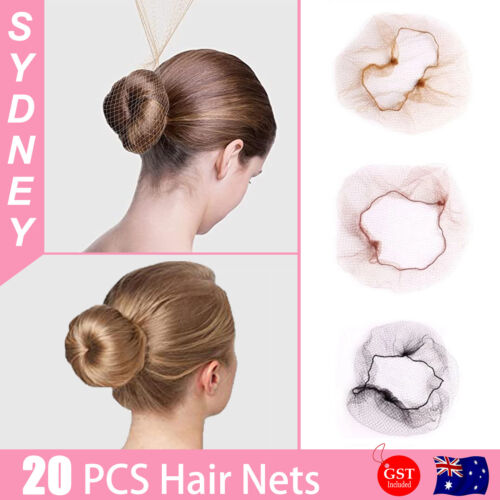 20Pcs Ballet Bun Net Invisible Dance Hair Net Elastic Edge Mesh Net Bun Cover AU