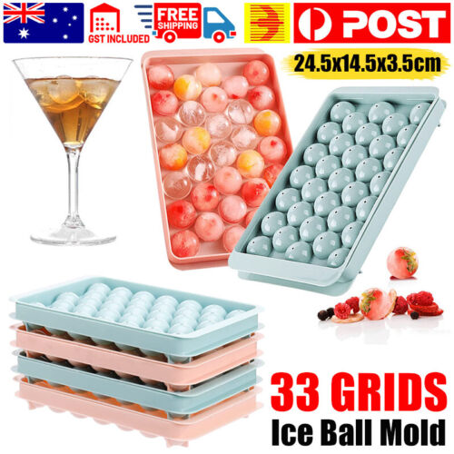 33 Grids Ball Maker Round Ball Sphere Whiskey Ice Cube Mould Tray for Freezer AU