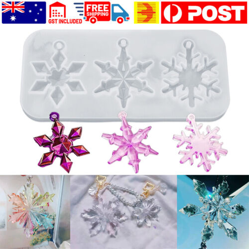 2X Silicone Snowflake Cake Mould Resin Epoxy Jewelry Making Mold DIY Craft Tool
