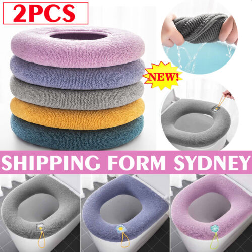 2PCS Winter Warm Soft Washable Toilet Seat Closestool Cover Cushion Warm Mat Pad - Lets Party