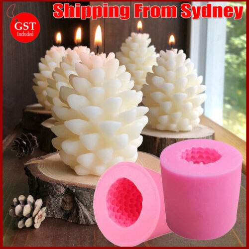 3D Christmas Pine Cone Silicone Candle Molds Beeswax Candle Making Moulds DIY AU